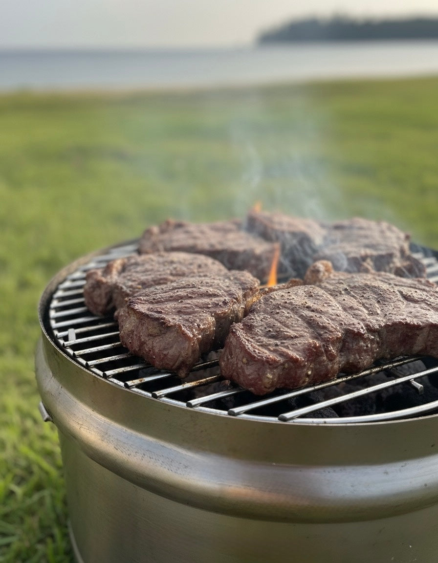 5-in-1 Beer Keg Grill β Stainless Steel BBQ Fire Pit Smoker Camping Stove Portable Outdoor Grill