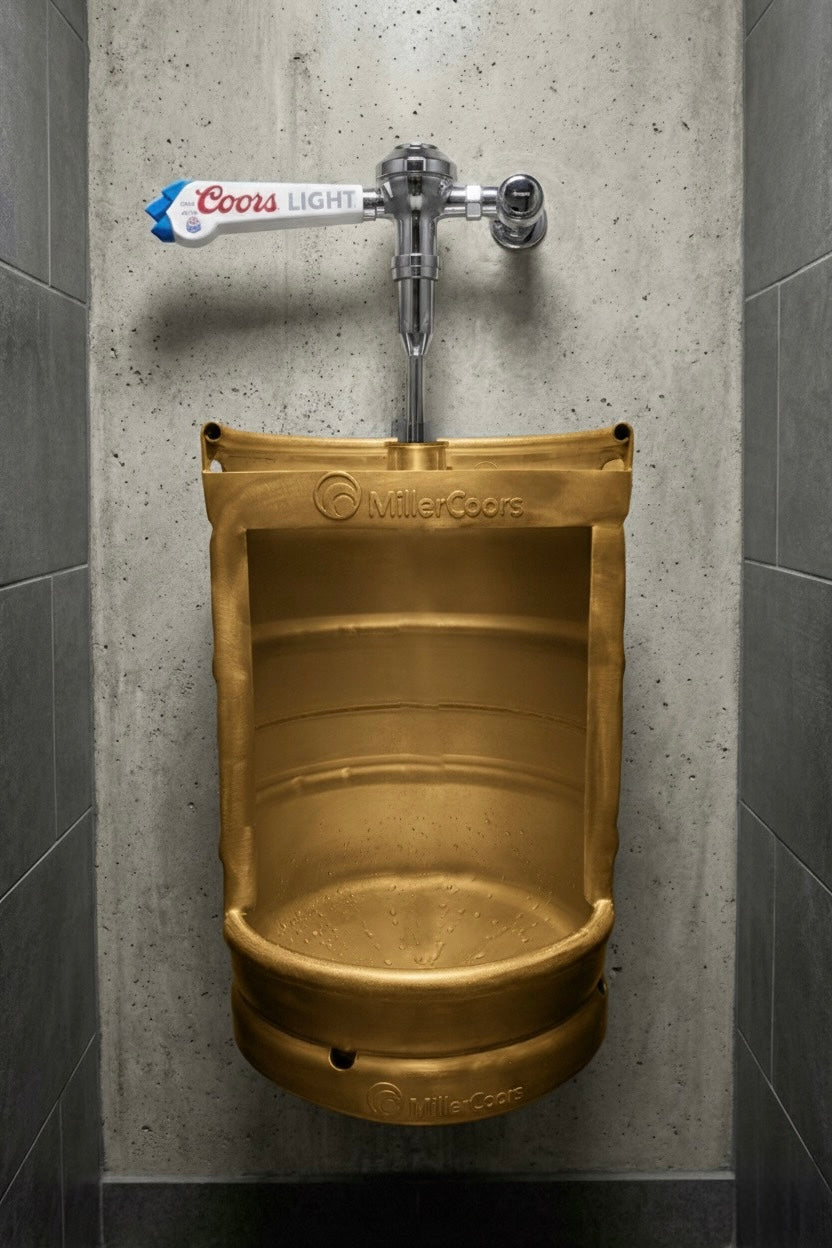 Beer Keg Urinal β Stainless Steel Industrial Urinal for Man Cave and Bar Bathroom