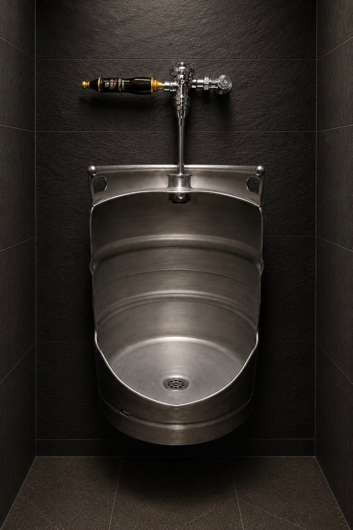 Unique Beer Keg Urinal – Industrial Stainless Steel Urinal for Man Cave Bar Decor – Wall Mounted