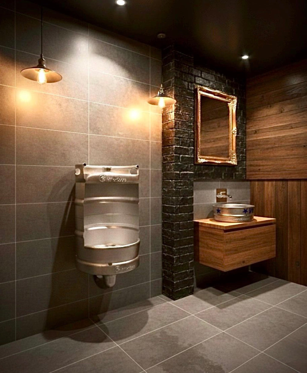 Beer Keg Urinal – Stainless Steel Handmade Industrial Urinal for Man Cave Bar Bathroom