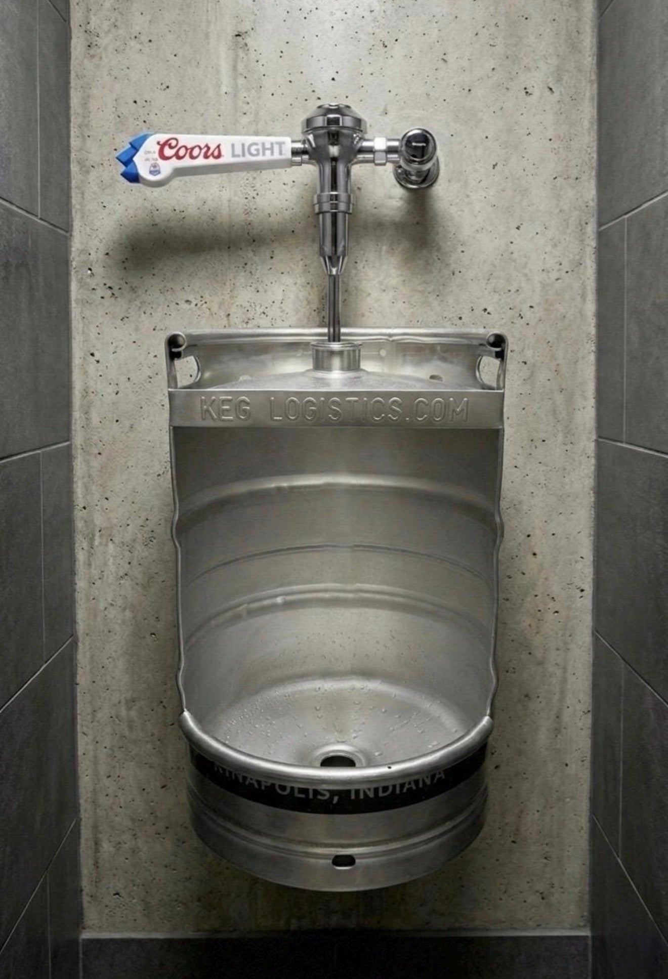Beer Keg Urinal – Stainless Steel Handmade Industrial Urinal for Man Cave Bar Bathroom