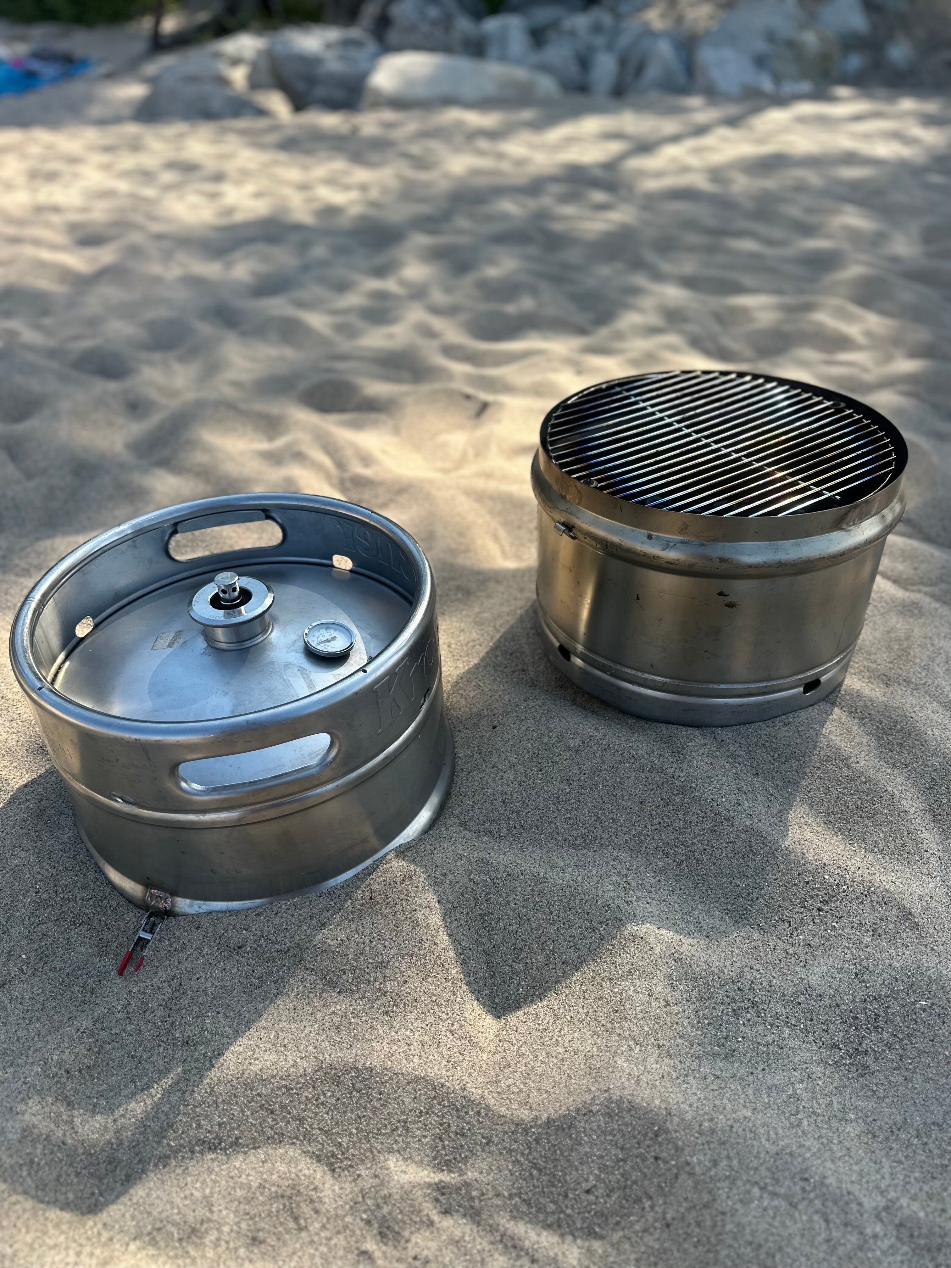 5-in-1 Beer Keg Grill – Stainless Steel BBQ Fire Pit Smoker Camping Stove Portable Outdoor Grill