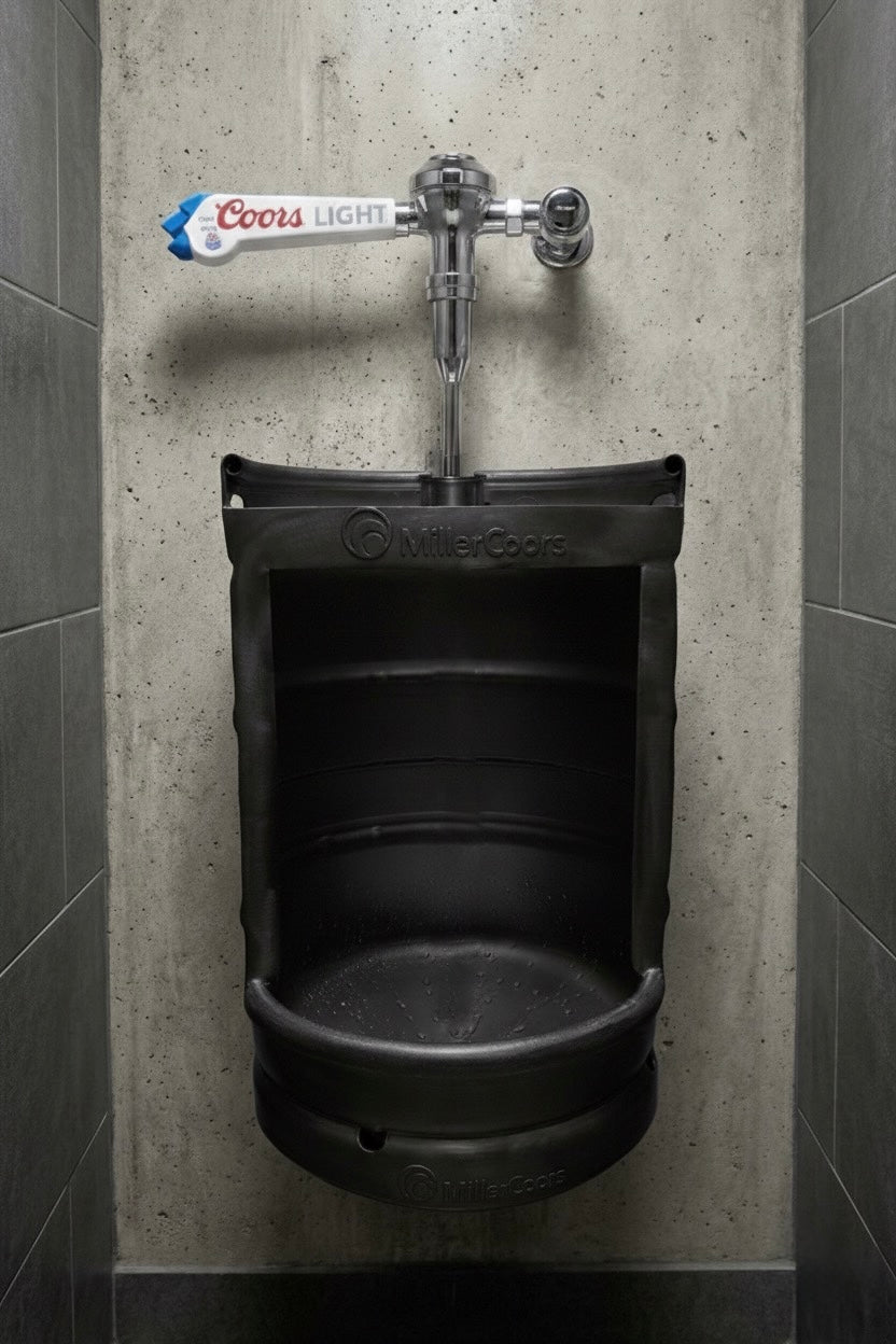 Beer Keg Urinal – Stainless Steel Industrial Urinal for Man Cave and Bar Bathroom