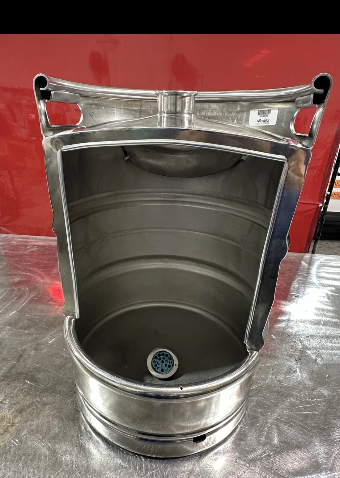 Beer Keg Urinal – Stainless Steel Industrial Urinal for Man Cave and Bar Bathroom