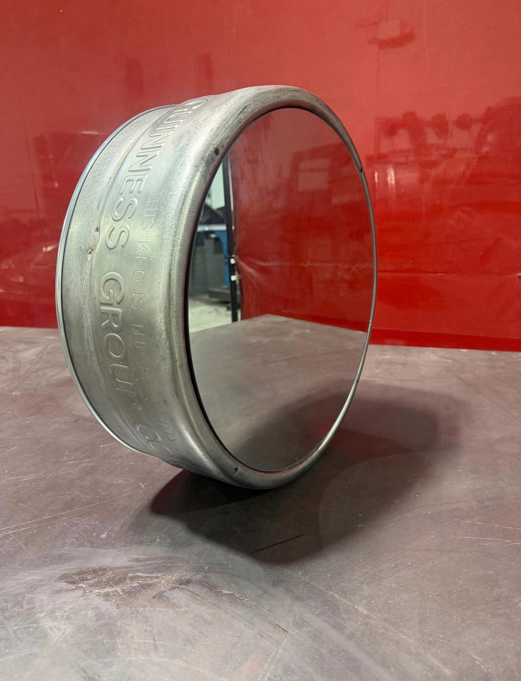 Beer Keg Urinal Bathroom Set – Stainless Steel Industrial Urinal Sink Mirror with Custom Flush Valve for Man Cave Bar