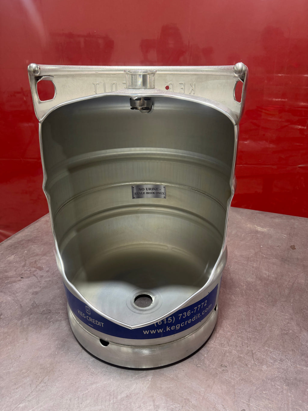 Beer Keg Urinal Bathroom Set – Stainless Steel Industrial Urinal Sink Mirror with Custom Flush Valve for Man Cave Bar