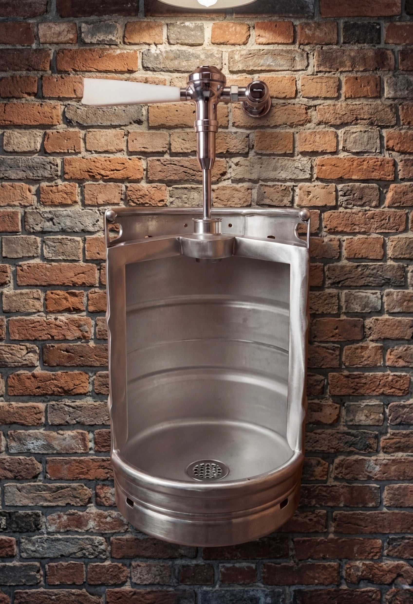 Beer Keg Premium Urinal – Stainless Steel Industrial Urinal for Man Cave and Bar Bathroom