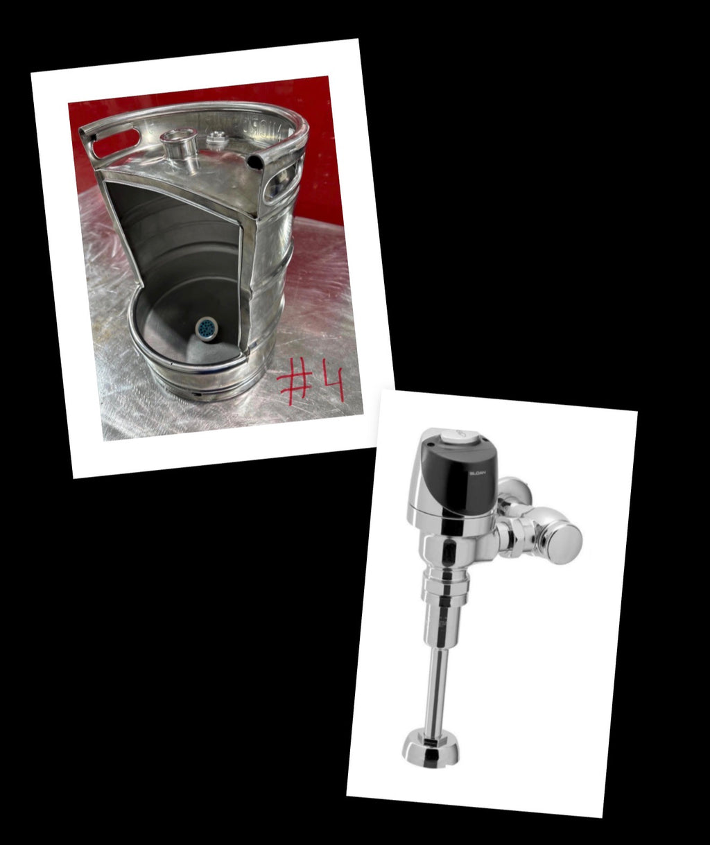 Beer Keg Urinal – Stainless Steel Industrial Urinal for Man Cave and Bar Bathroom