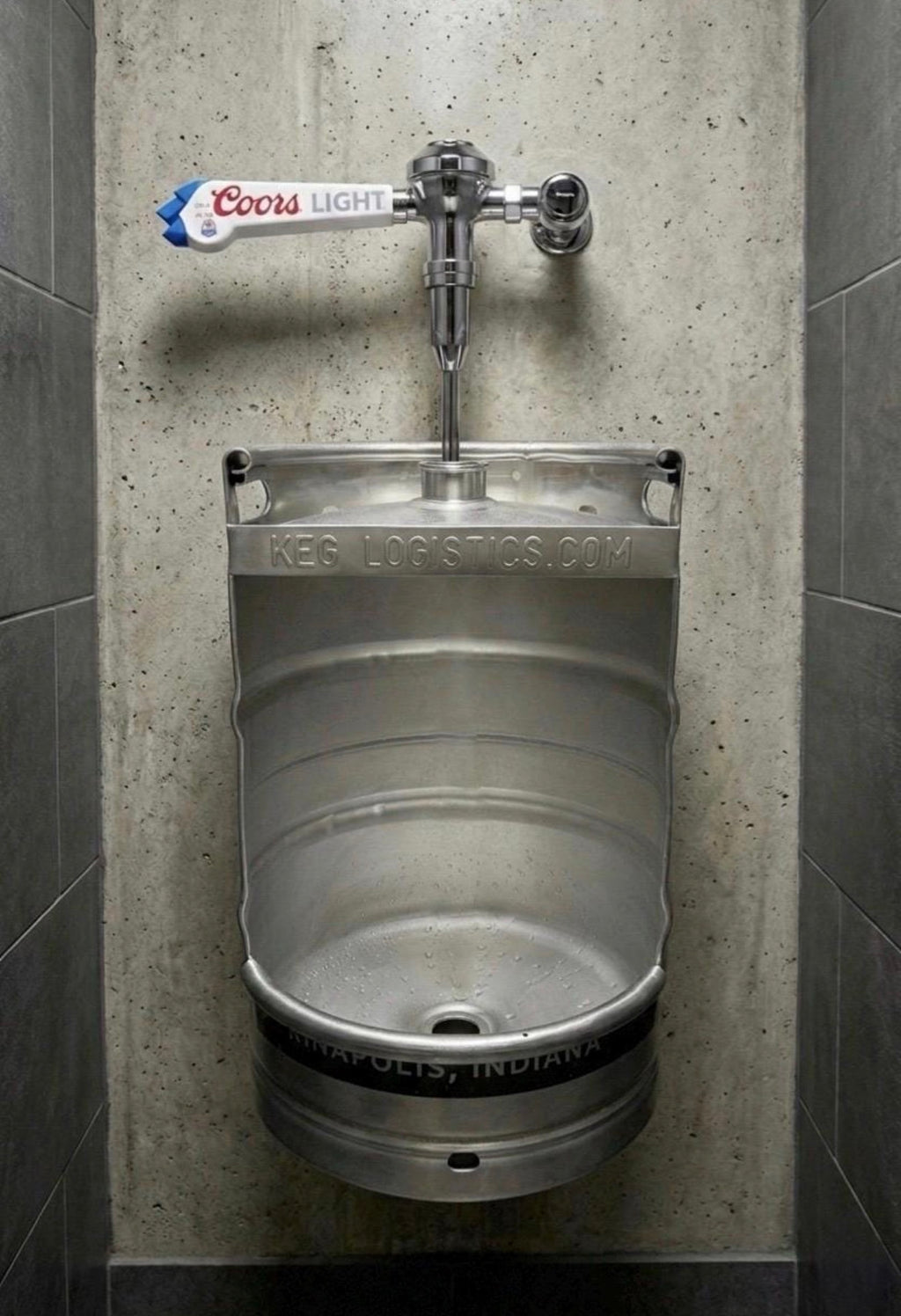 Beer Keg Urinal – Stainless Steel Handmade Industrial Urinal for Man Cave Bar Bathroom