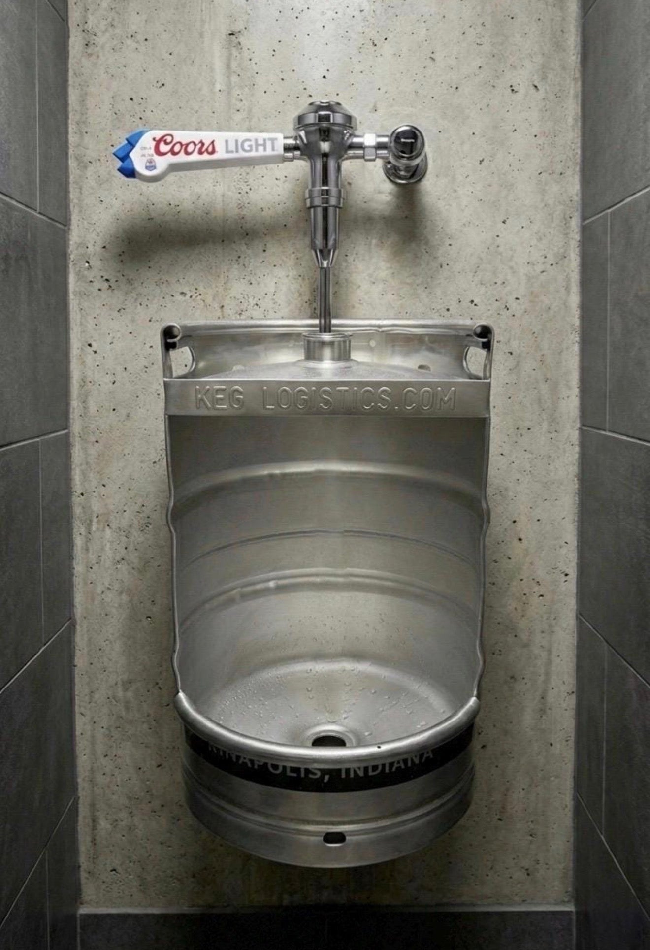 Beer Keg Urinal – Stainless Steel Handmade Industrial Urinal for Man Cave Bar Bathroom