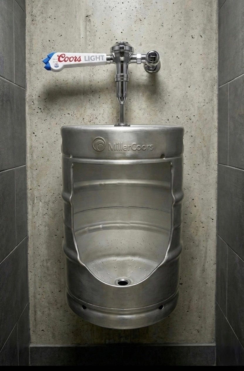 Beer Keg Urinal with Tap Handle – Stainless Steel Wall Mounted Urinal – Man Cave Bar Bathroom Decor