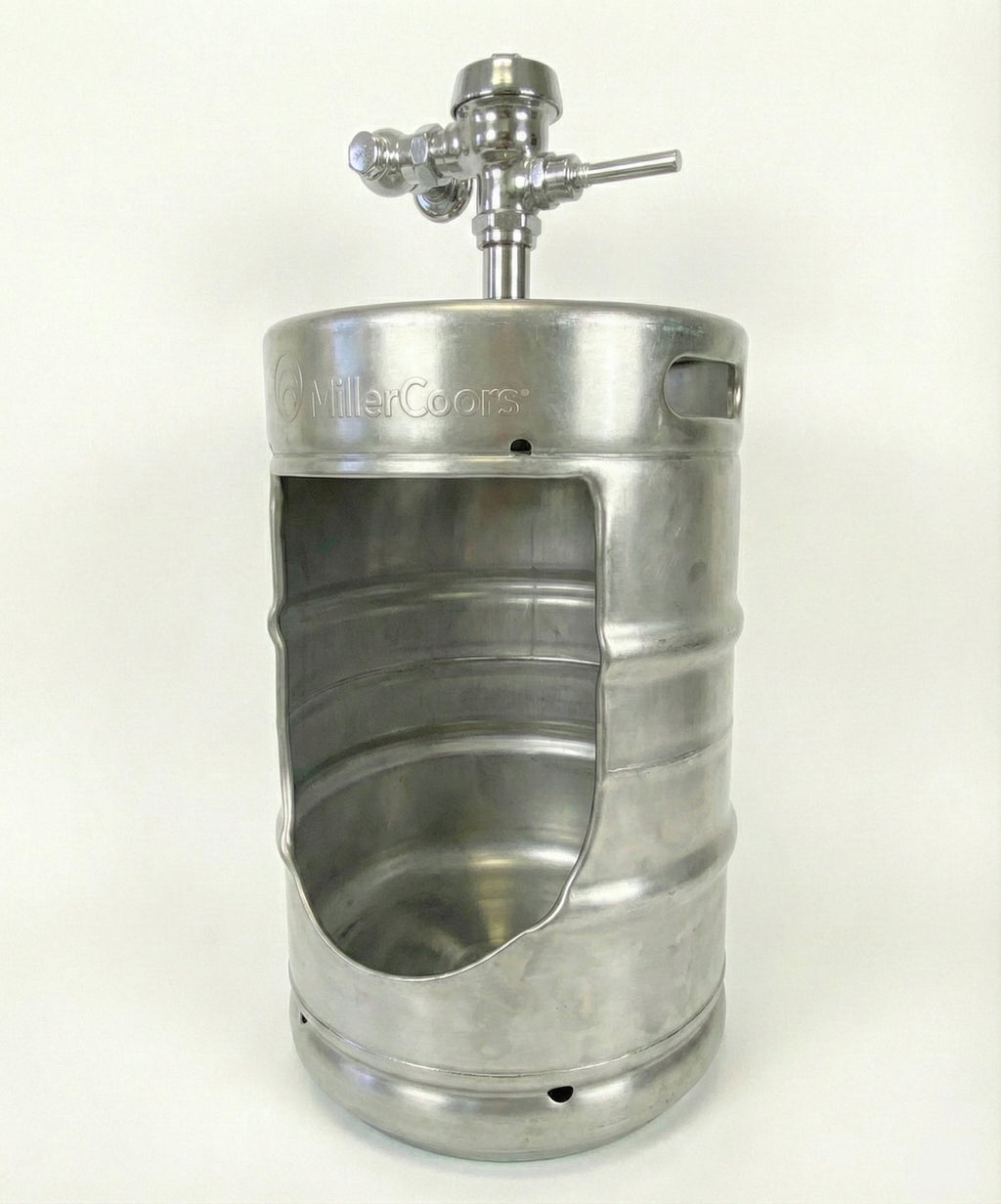 Beer Keg Urinal with Tap Handle – Stainless Steel Wall Mounted Urinal – Man Cave Bar Bathroom Decor