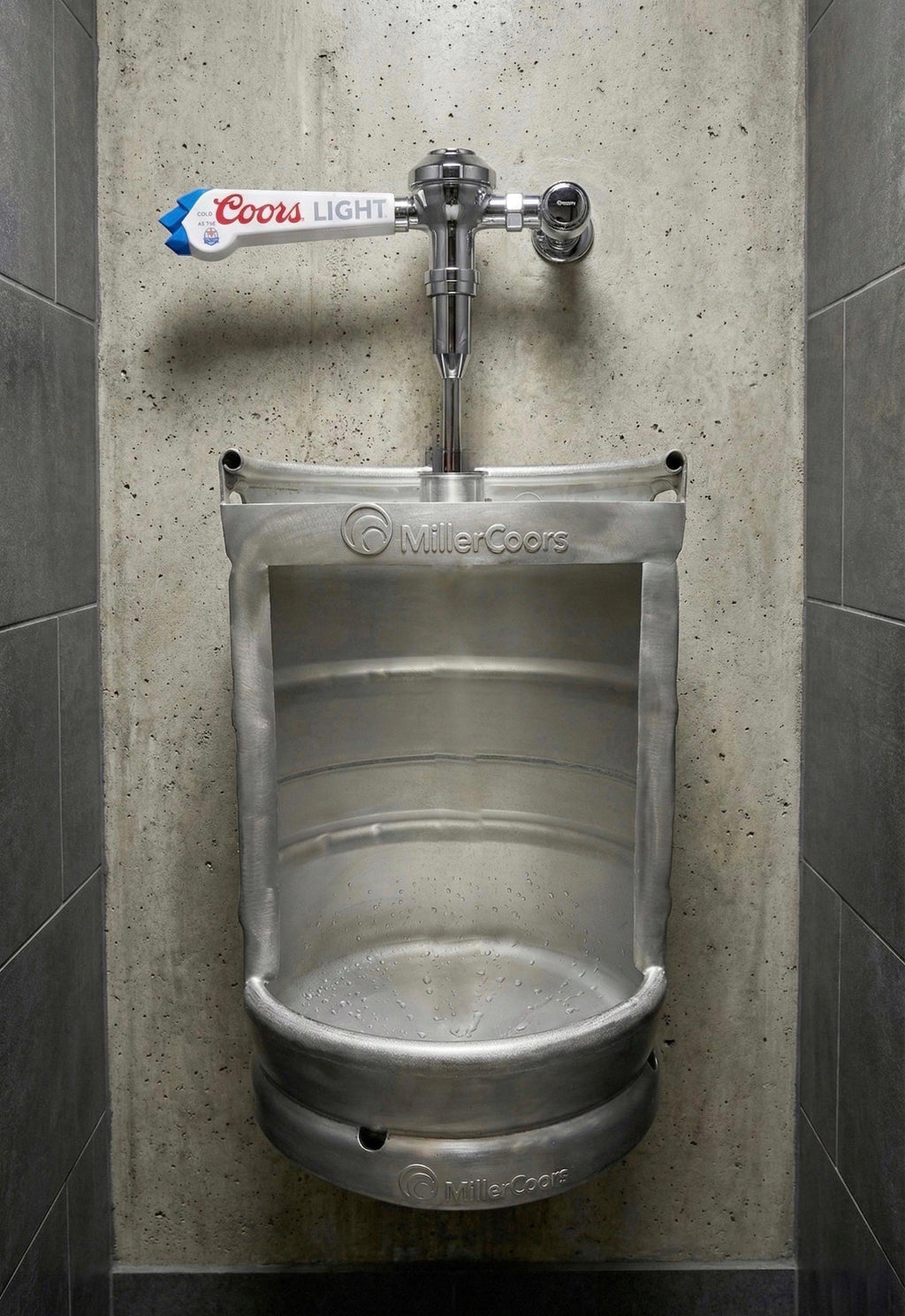 Beer Keg Urinal – Stainless Steel Industrial Urinal for Man Cave and Bar Bathroom