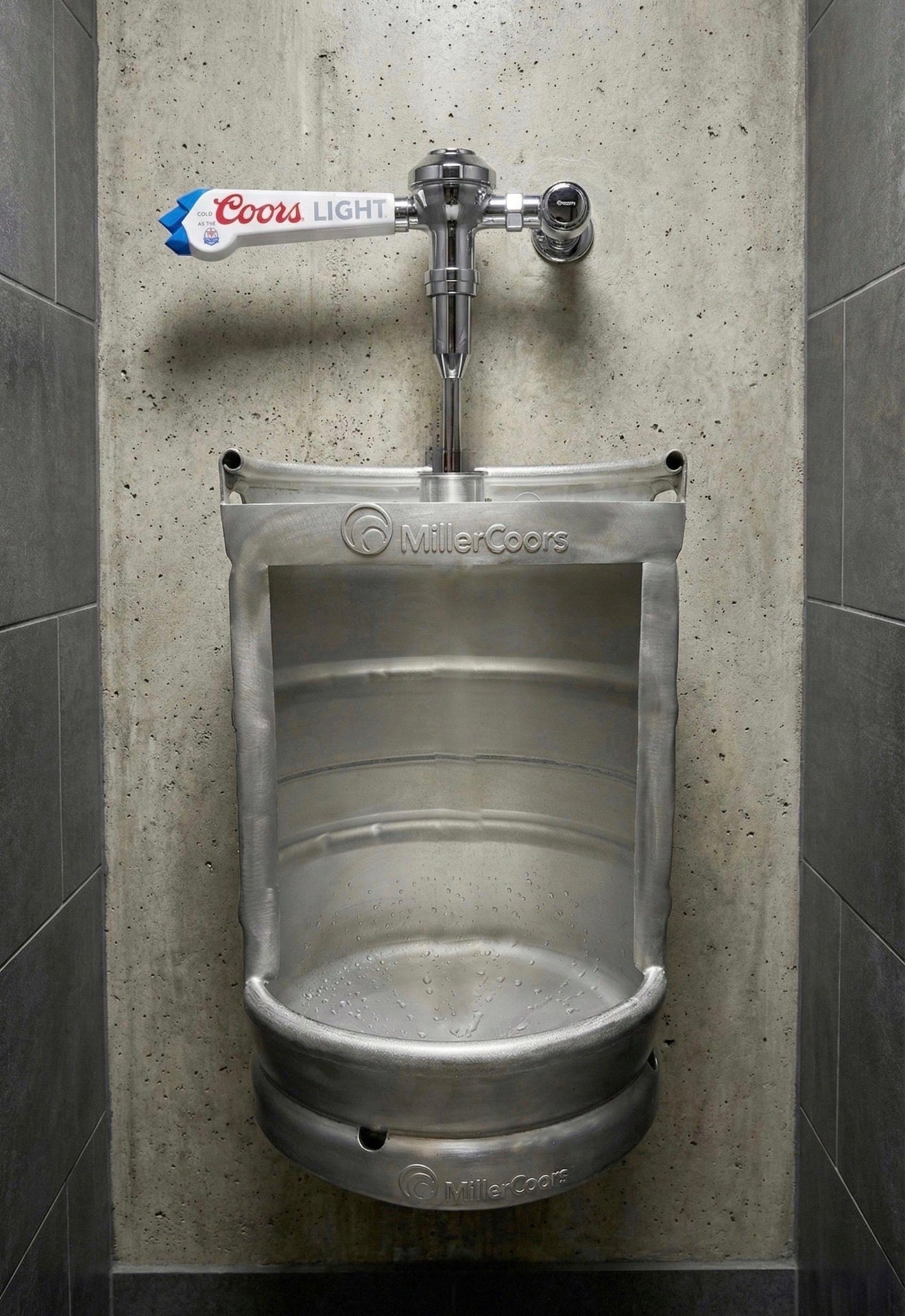 Beer Keg Urinal – Stainless Steel Industrial Urinal for Man Cave and Bar Bathroom