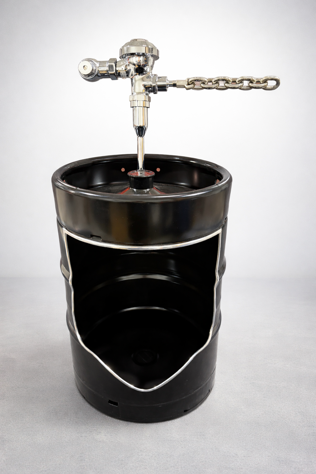 Beer Keg Urinal with Tap Handle – Stainless Steel Wall Mounted Urinal – Man Cave Bar Bathroom Decor