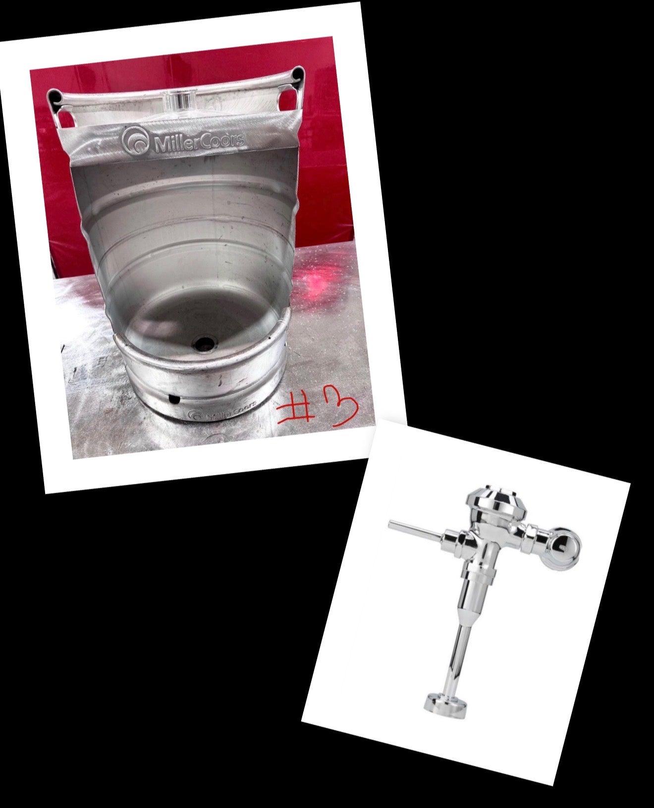 Beer Keg Urinal – Stainless Steel Handmade Industrial Urinal for Man Cave Bar Bathroom