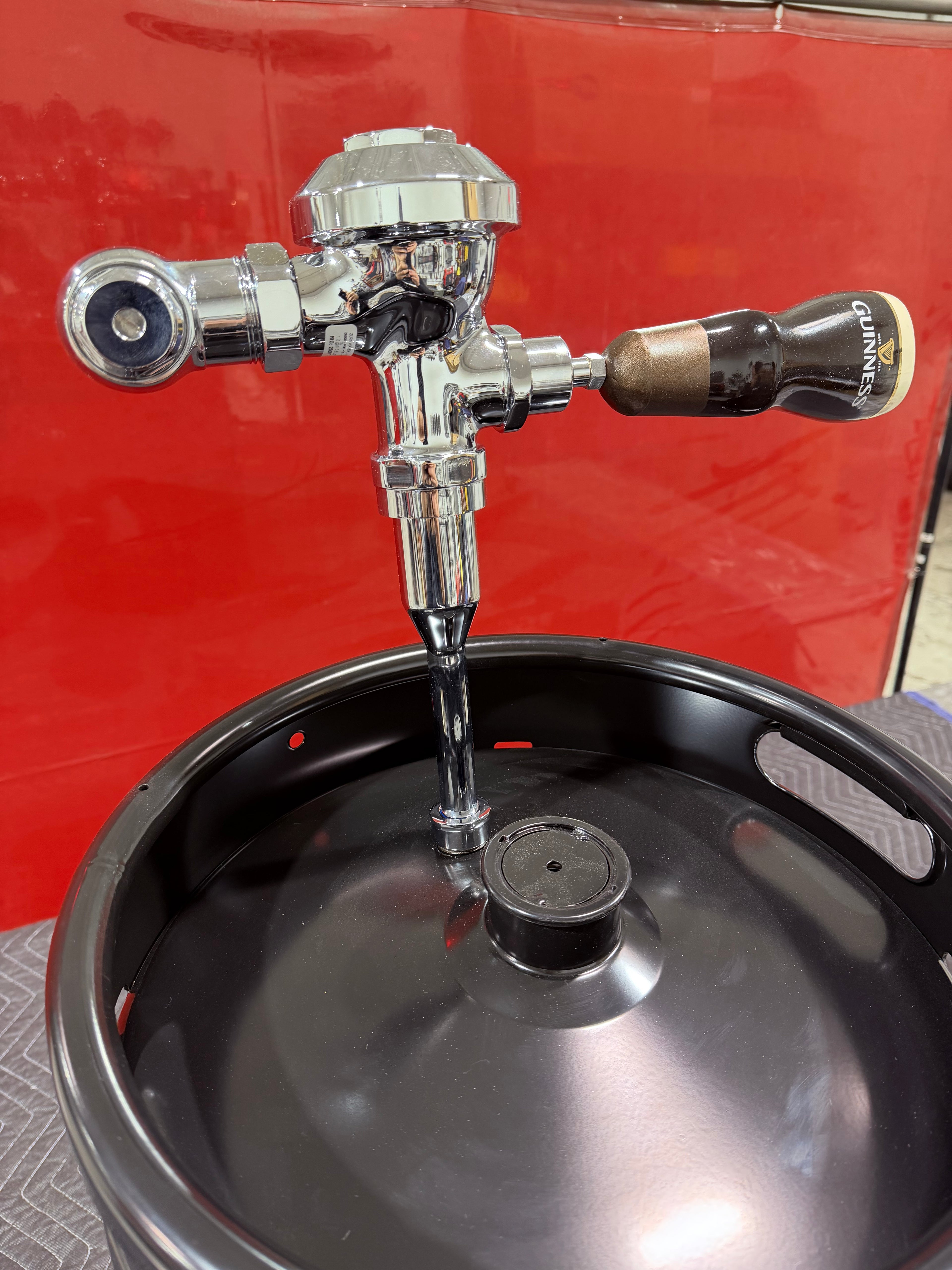 Custom Urinal Flush Valve with Beer Tap Handle | Unique Bar & Man Cave Upgrade