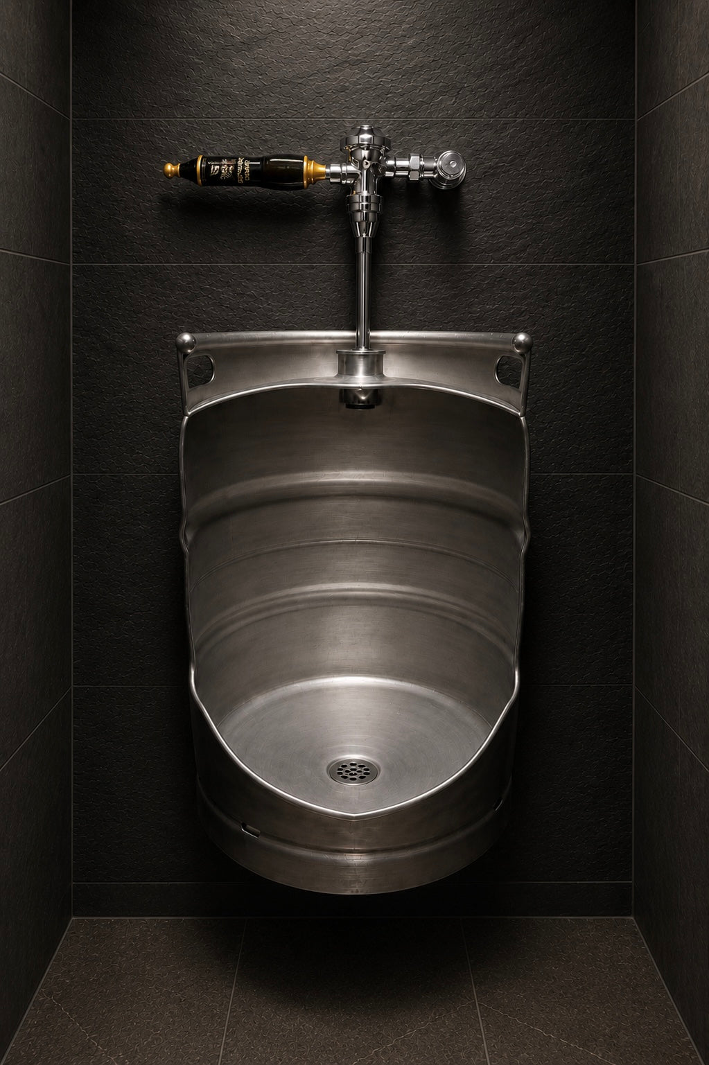 Unique Beer Keg Urinal – Industrial Stainless Steel Urinal for Man Cave Bar Decor – Wall Mounted