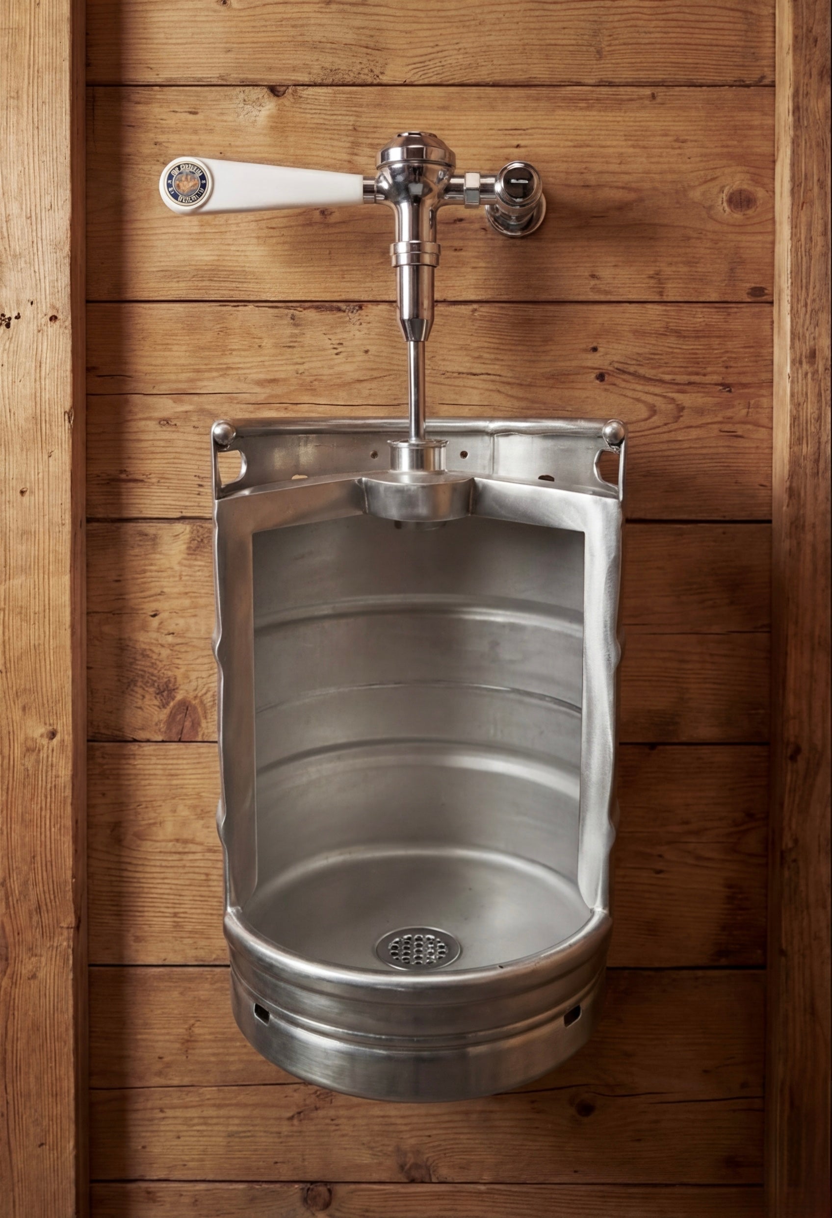 Beer Keg Premium Urinal – Stainless Steel Industrial Urinal for Man Cave and Bar Bathroom
