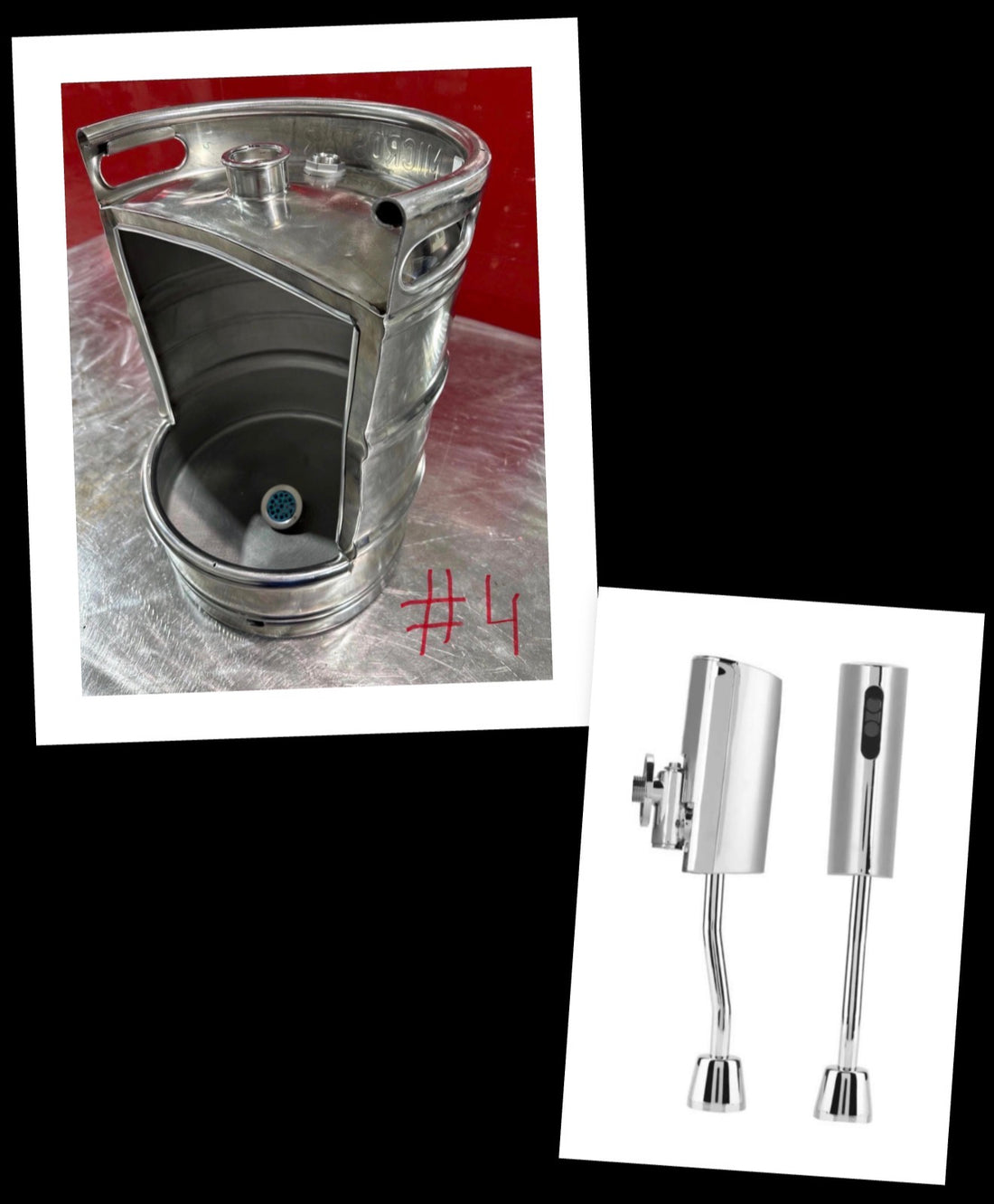 Beer Keg Premium Urinal – Stainless Steel Industrial Urinal for Man Cave and Bar Bathroom