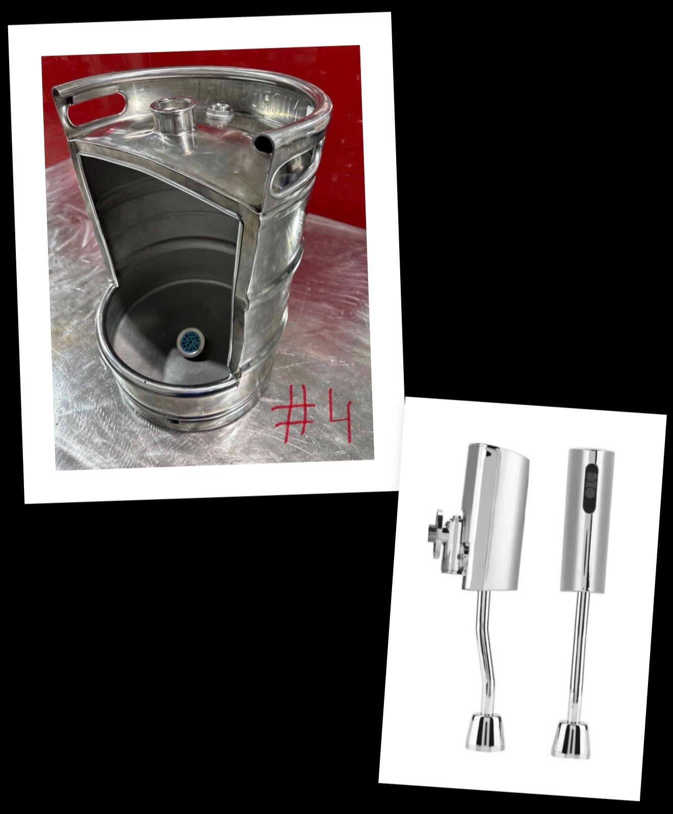 Beer Keg Urinal – Stainless Steel Industrial Urinal for Man Cave and Bar Bathroom