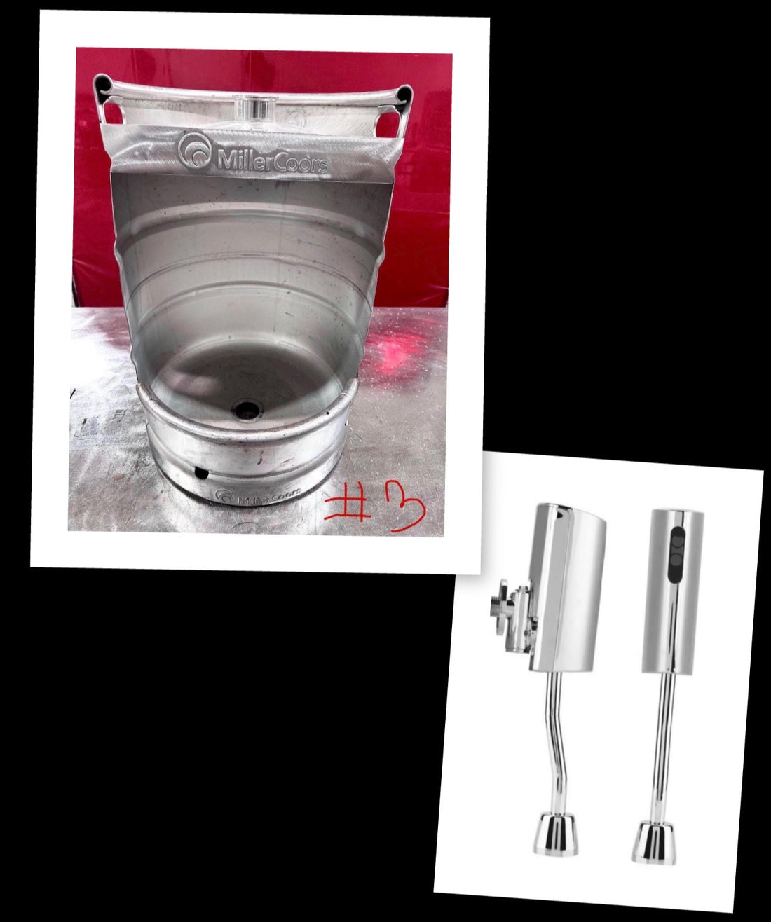 Beer Keg Urinal – Stainless Steel Handmade Industrial Urinal for Man Cave Bar Bathroom