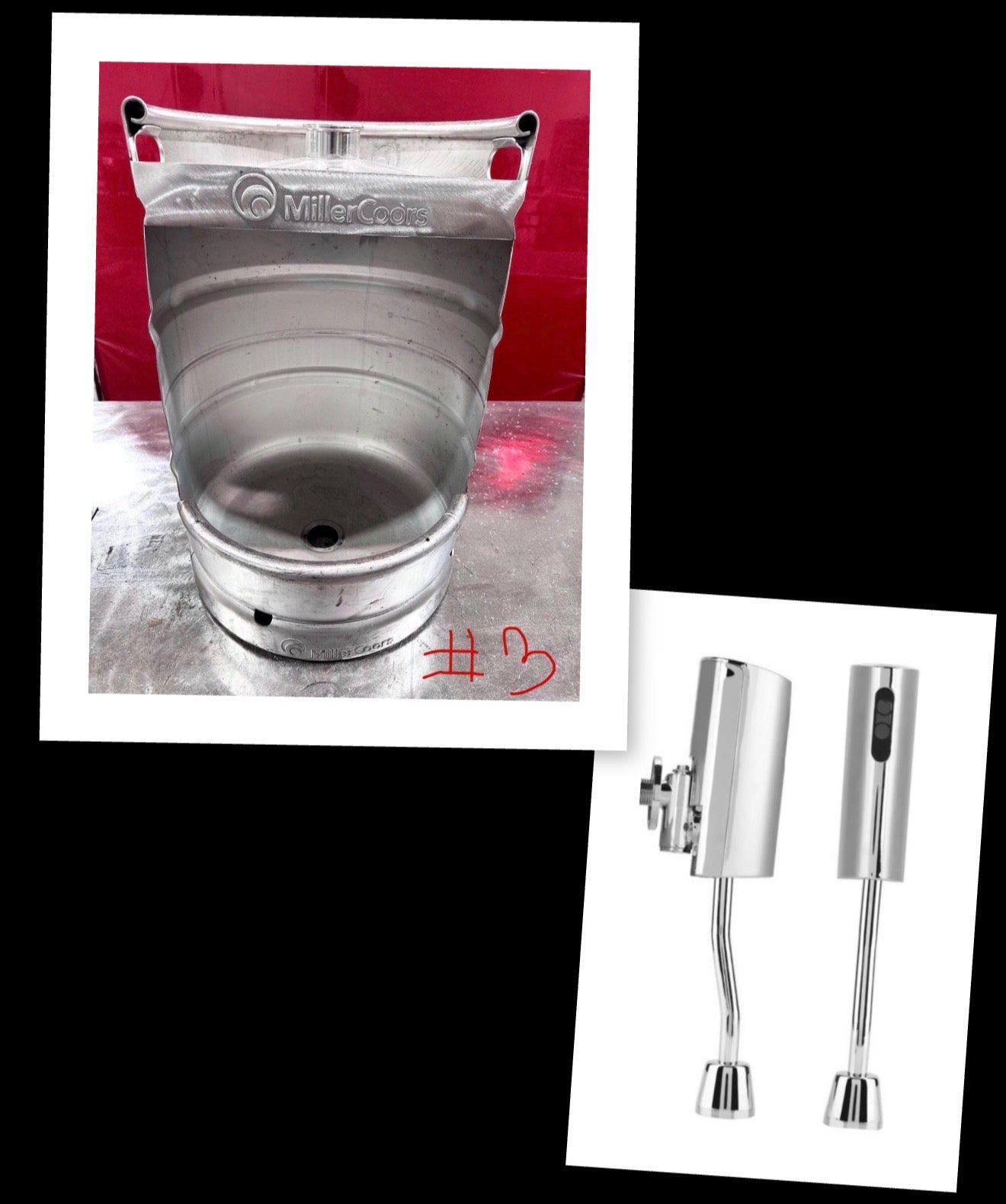 Beer Keg Urinal – Stainless Steel Handmade Industrial Urinal for Man Cave Bar Bathroom