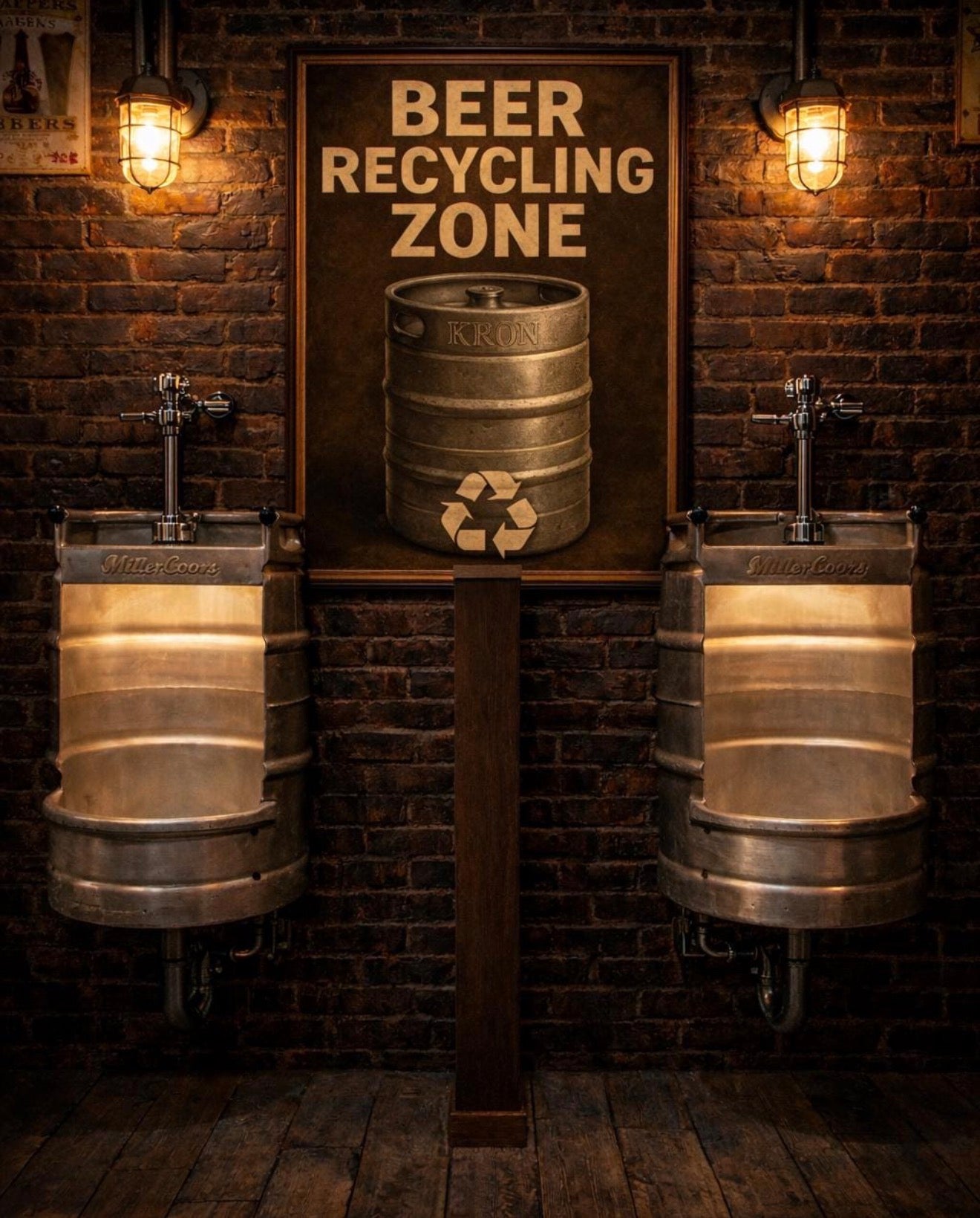 Beer Keg Urinal – Stainless Steel Handmade Industrial Urinal for Man Cave Bar Bathroom