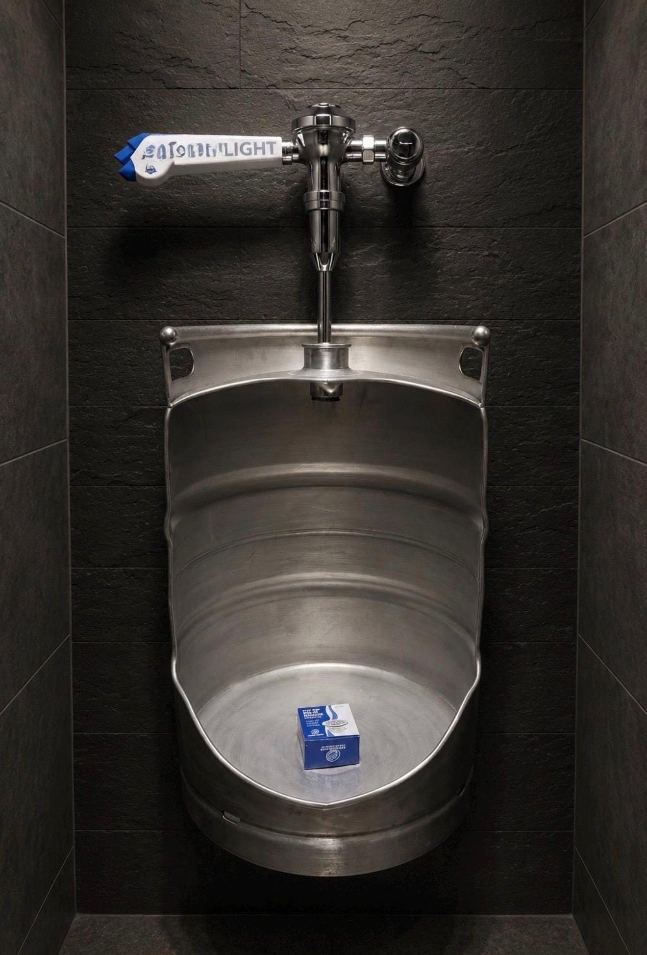 Unique Beer Keg Urinal – Industrial Stainless Steel Urinal for Man Cave Bar Decor – Wall Mounted