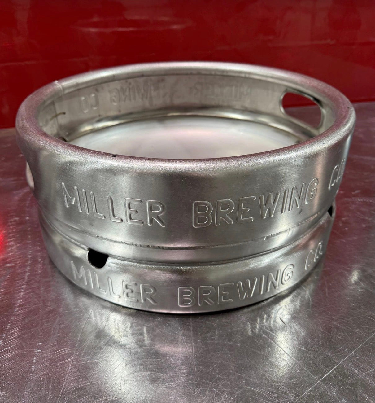 Beer Keg Urinal Bathroom Set – Stainless Steel Industrial Urinal Sink Mirror with Custom Flush Valve for Man Cave Bar