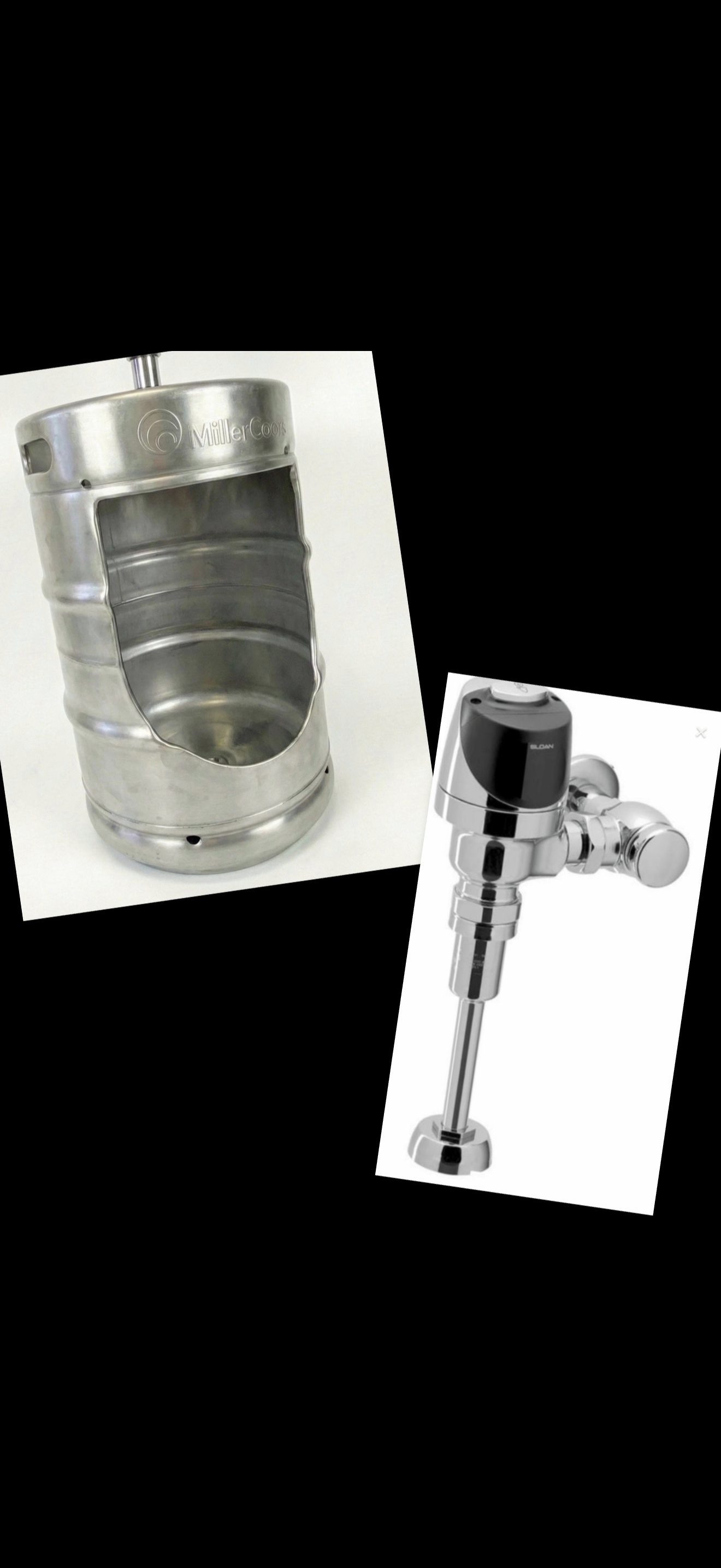 Beer Keg Urinal with Tap Handle – Stainless Steel Wall Mounted Urinal – Man Cave Bar Bathroom Decor