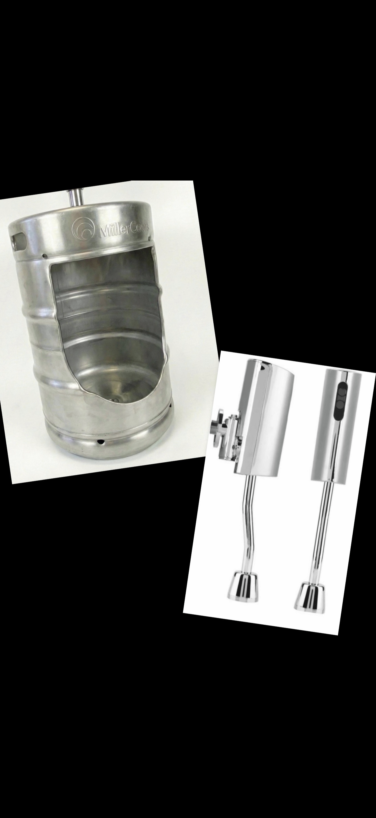 Beer Keg Urinal with Tap Handle – Stainless Steel Wall Mounted Urinal – Man Cave Bar Bathroom Decor