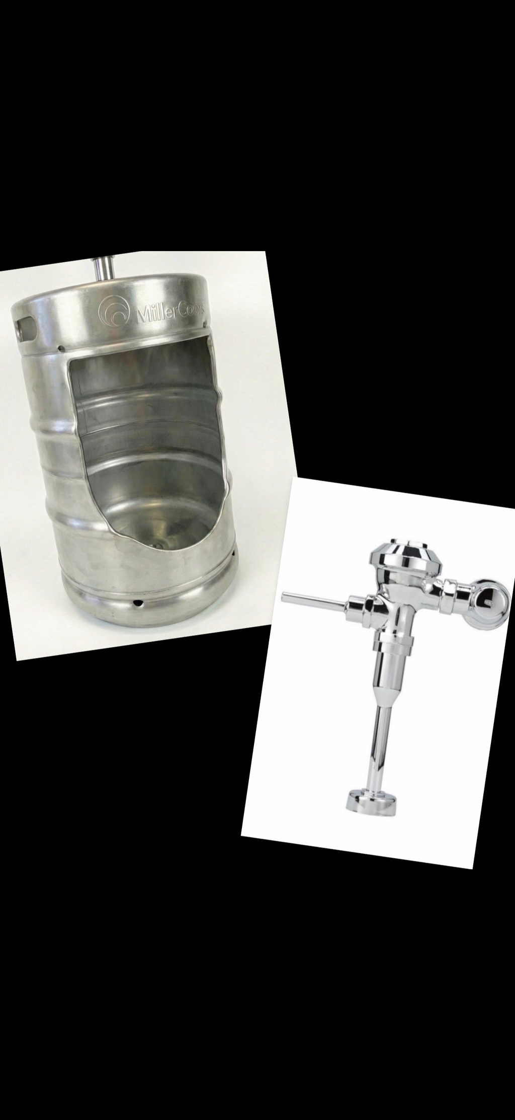Beer Keg Urinal with Tap Handle – Stainless Steel Wall Mounted Urinal – Man Cave Bar Bathroom Decor
