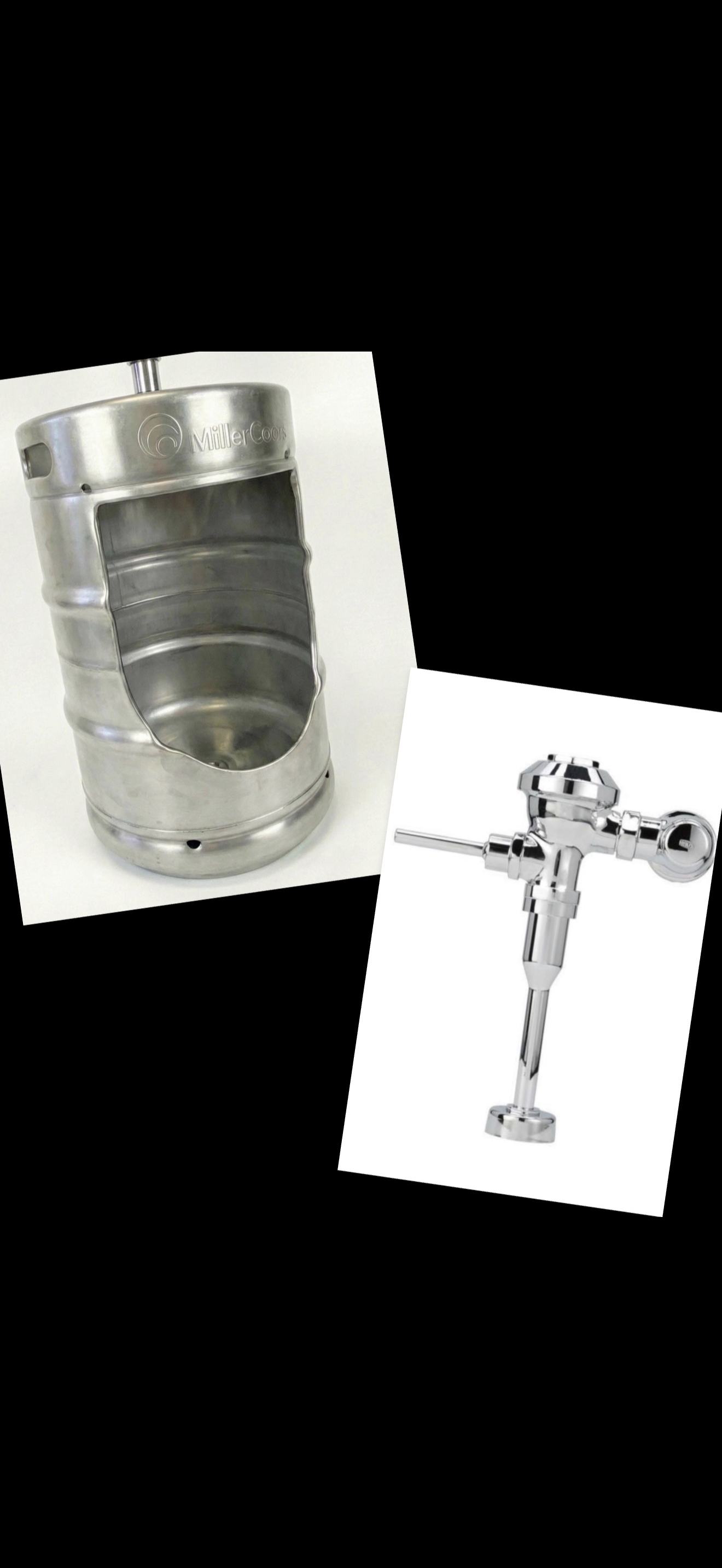 Beer Keg Urinal with Tap Handle – Stainless Steel Wall Mounted Urinal – Man Cave Bar Bathroom Decor